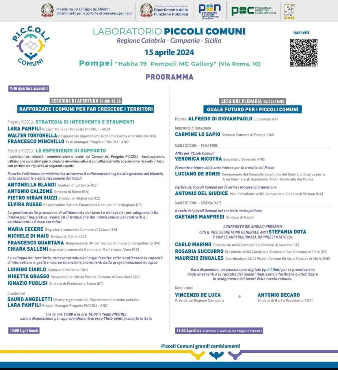 LABORATORIO PICCOLI COMUNI – REGIONE CALABRIA – CAMPANIA – SICILIA