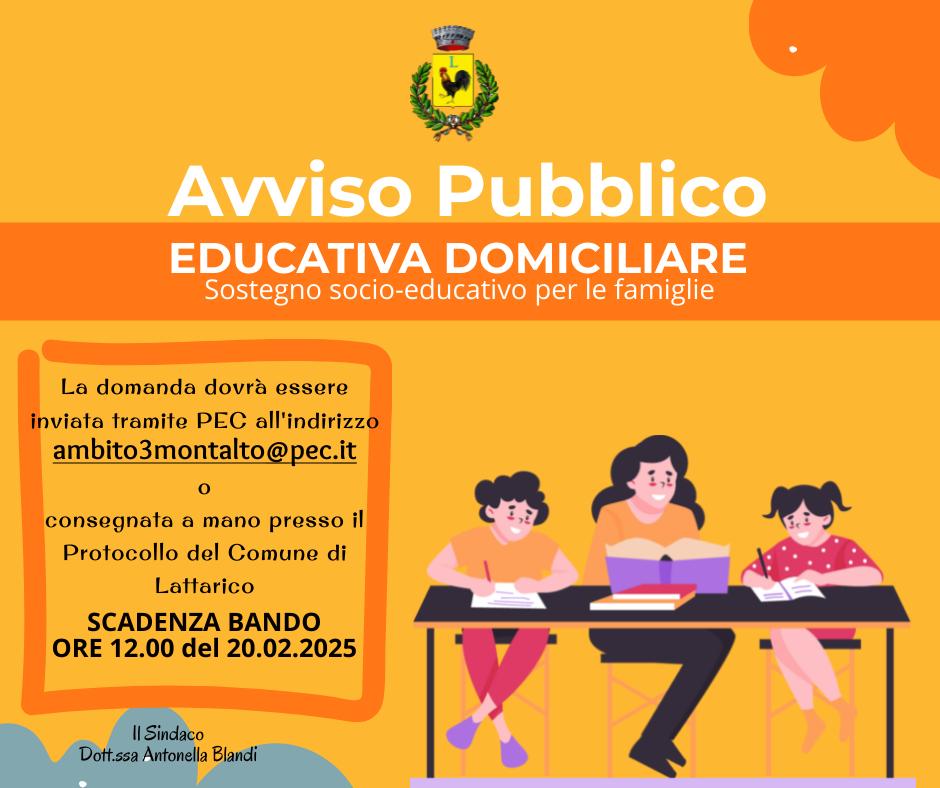 avviso pubblico per l’individuazione delle famiglie beneficiarie del servizio di sostegno socio educativo